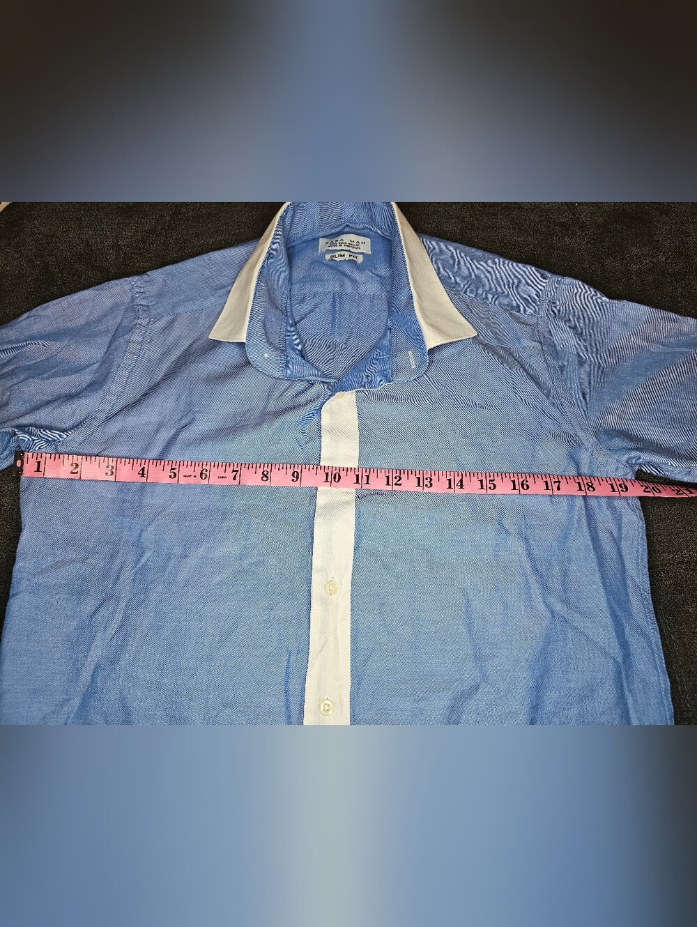 Zara Sky Blue Short-Sleeve Button-Down with White Trim - Picture 4 of 5